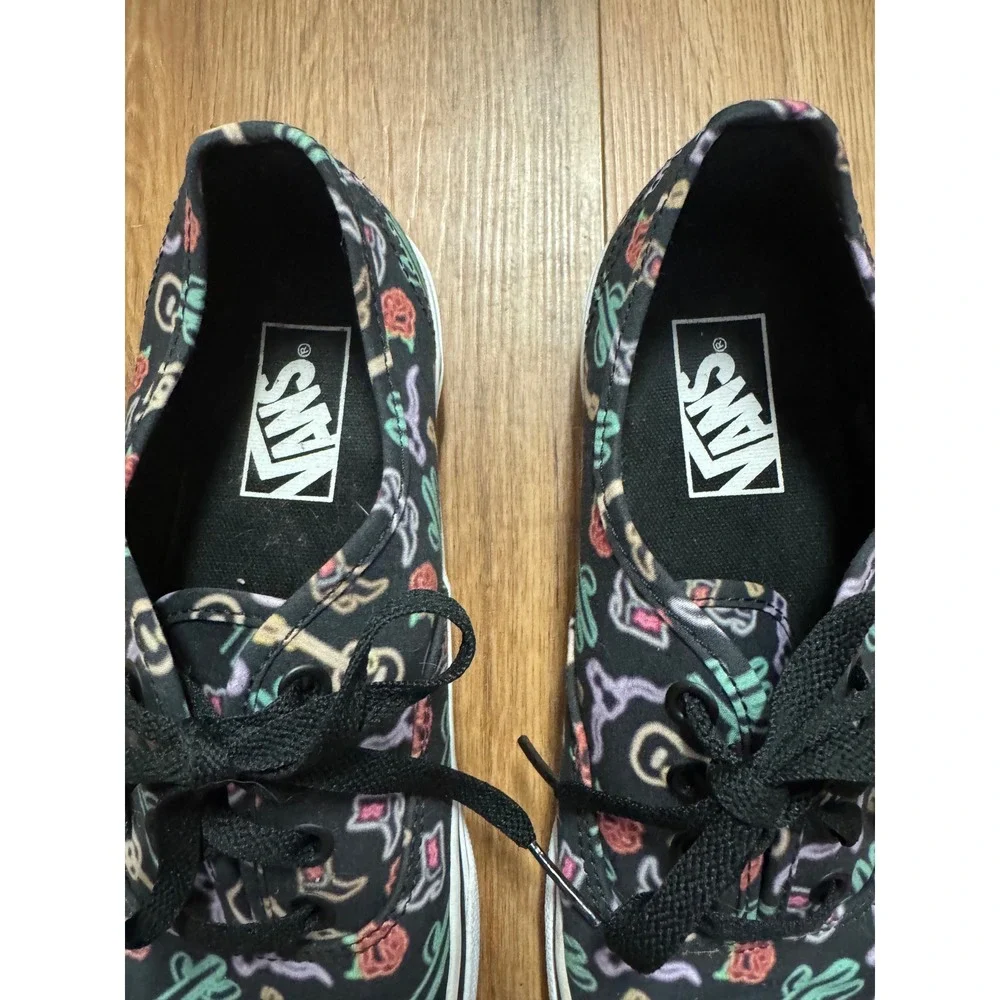 Vans Authentic Neon Western Print Sneakers Black Pink Green Women 7 721454